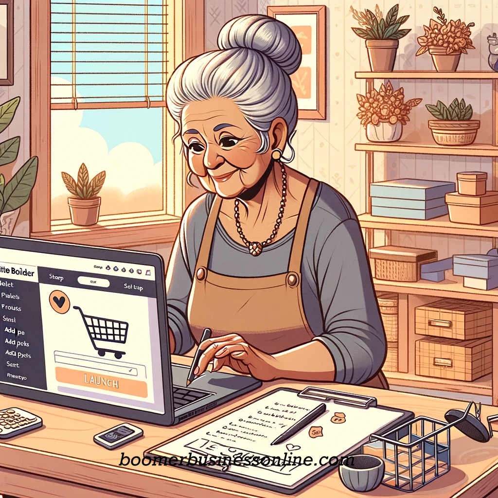 Best Online Passive Income Ideas for Seniors and Retirees-a senior lady sitting at her desk working on a laptop and with a pencil in her hand. 