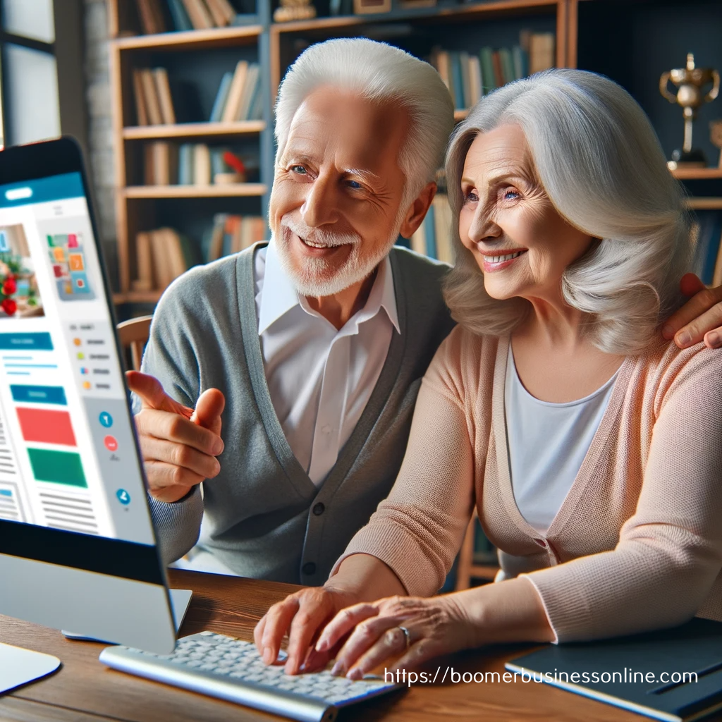 Recurring Income Publishing Information on Amazon® 2 happy seniors in front of their computer screen